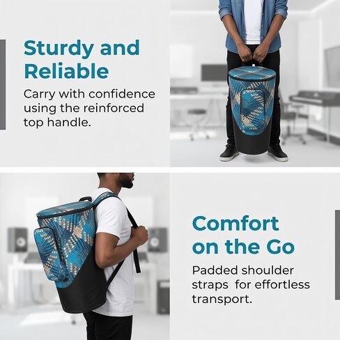 Miwayer Djembe Bag African Drum Case Deluxe Padded Sturdy Shoulders Straps Thicken Waterproof Shockproof Dustproof Only Suitable 8/10/12/13/14'' African Drum (10in, Blue) in Saudi Arabia