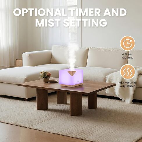 URPOWER 700ML Aromatherapy Essential Oil Diffuser, 700ml Large Ultrasonic Scent Diffusers Humidifier with Adjustable Mist Mode/4 Timer Settings/ 7 LED Light Colors for Home Office Study in Saudi Arabia
