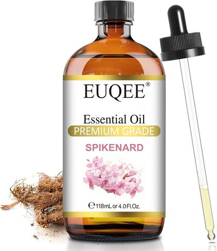 EUQEE Spikenard Essential Oil 118ml Pure Spikenard Oil Premium Essential Oil - with Glass Dropper Great for Diffuser, DIY Soap, Candle Making, Aromatherapy - 4Fl. OZ in Saudi Arabia
