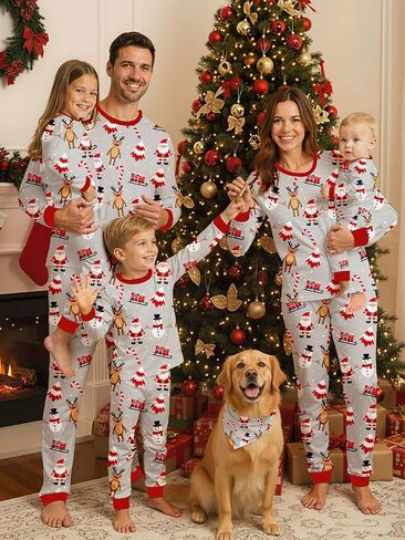 Matching Family Christmas Full Print Pajamas - Festive Xmas PJs for Families Photos & Gifts Giving in Kuwait