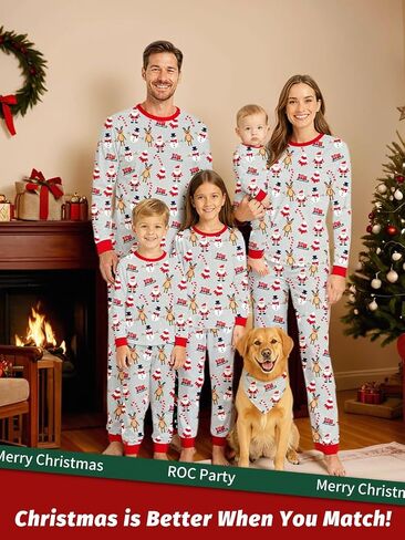 Matching Family Christmas Full Print Pajamas - Festive Xmas PJs for Families Photos & Gifts Giving in Kuwait