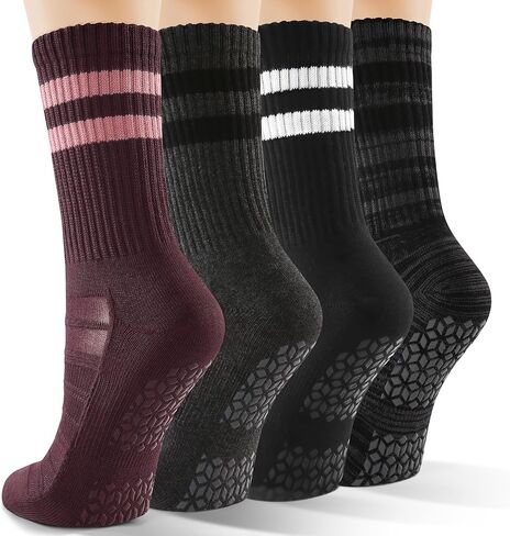 جوارب CS CELERSPORT بيلاتيس للنساء، 4 أزواج من جوارب اليوغا غير القابلة للانزلاق لصالة الألعاب الرياضية في مستشفى باري in Kuwait