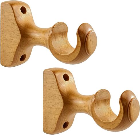 Curtain Rod Brackets White Wood Support Bracket 1-3/8in Dia Wooden Window Curtain Hooks for Curtain Rod, 4PCS in Saudi Arabia