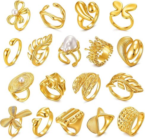 31 Pcs Chunky Gold Rings Fashion Stackable Rings for Women Statement Womens Rings Set Knuckle Band Ring Jewelry Gifts in Saudi Arabia