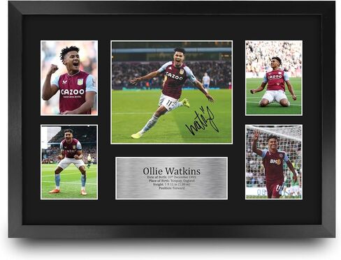 HWC Trading Ollie Watkins Aston Villa Framed Gifts Printed Signed Autograph Picture for Fans and Supporters - US Letter Size in Saudi Arabia