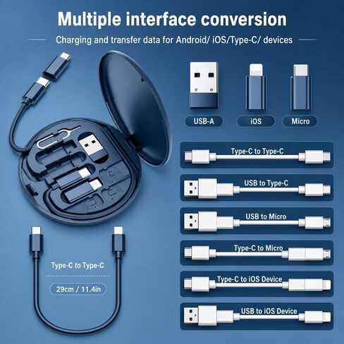 Yesimla USB C Adapter OTG Cable Kit, Multi Charging Cable Case Convertor USB C to iOS Device/Type C/Micro/USB A Adapter, Data Transfer Contains Card Slot for Traveling, Use as Phone Holder (Black) in Saudi Arabia