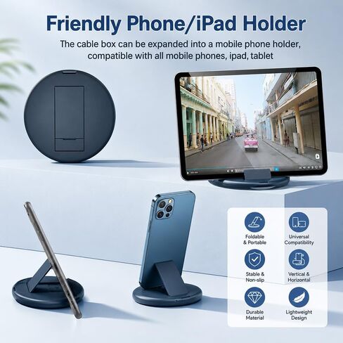 Yesimla USB C Adapter OTG Cable Kit, Multi Charging Cable Case Convertor USB C to iOS Device/Type C/Micro/USB A Adapter, Data Transfer Contains Card Slot for Traveling, Use as Phone Holder (Black) in Saudi Arabia