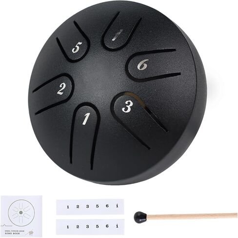 Yahpetes Steel Tongue Drum Musical Percussion Instrument Metal Rain Drum for Outside 3 Inch 6 Notes C-Key for Meditation Yoga Education Percussion with Bag, Music Book, Malle (Blue, 3"6 tone) in Saudi Arabia