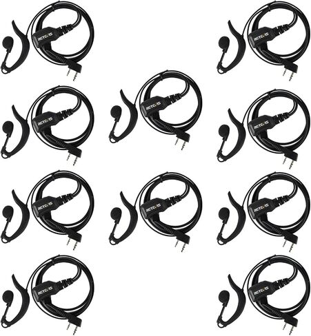 Retevis Walkie Talkie Earpiece with Mic G Shape 2 Pin Adjustable Volume Headset Compatible with Retevis H-777 RT22 RT21 Baofeng UV-5R 888S 2 Way Radio(10 Pack) in Saudi Arabia