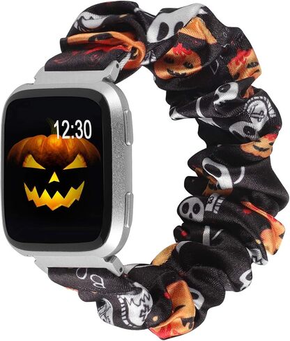 TOYOUTHS Scrunchie Bands Compatible with Fitbit Versa/Versa 2/Versa Lite Special Edition Women and Men Elastic Stretch Fabric Strap Pattern Replacement Bracelet Wristband Accessories(Leopard, Small) in Kuwait