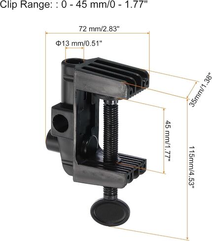 PATIKIL 0.51" Hole Dia. Desk Clamp, Plastic Adjustable Universal C-Clamp Base for Microphone Mic Arm Table Lamp Gooseneck Mount Holder, Black in Saudi Arabia