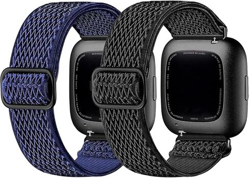 Dr.Sept 2 Pack Waterproof Bands Compatible with Fitbit Versa 2 Bands for Women Men, Classic Soft Sports Replacement Wristbands for Fitbit Versa 2/Versa Lite/Versa SE (Large 7.1''-8.7'', black/black) in Saudi Arabia