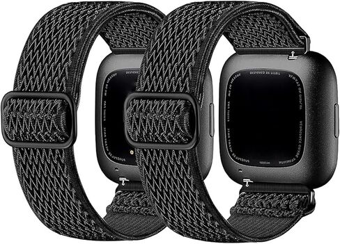 مجموعة من أحزمة مقاومة للماء من Dr.Sept متوافقة مع سوار Fitbit Versa 2 للنساء والرجال، أساور معصم بديلة رياضية ناعمة كلاسيكية لـ Fitbit Versa 2/Versa Lite/Versa SE (كبير 7.1 بوصة - 8.7 بوصة، أسود/أسود) in Kuwait