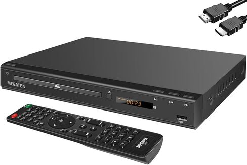 MEGATEK Region-Free DVD Player for TV with HDMI, CD Player for Home, Plays All Regions and Formats, USB Port, Durable Metal Casing, Remote, HDMI and RCA Cables Included in Saudi Arabia