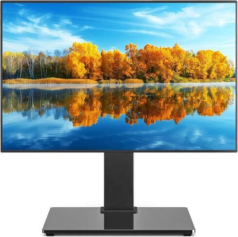 Rfiver Universal Swivel TV Stand Table Top TV Stand for 37-65,70,75 Inch LCD LED TV up to 110 lbs -Height Adjustable Center Pedestal Stand Replacement with Heavy Duty Tempered Glass Base in Saudi Arabia