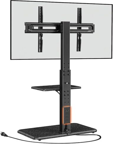 Perlegear Floor TV Stand with Power Outlet, Universal TV Stand for 32-70 inch TVs up to 110 lbs, Height Adjustable TV Stand with Swivel, Floor TV Mount Stand with Wood Base, Max VESA 600x400mm, PGFS06 in Saudi Arabia