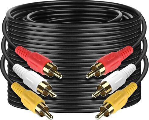 3 RCA Cable Audio Video Composite Male to Male DVD Cable (6 Feet) for Television in Kuwait