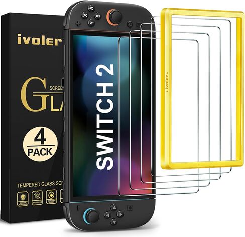 I فولر [4 قطع] واقي شاشة من الزجاج المقسى مصمم لجهاز نينتندو سويتش OLED موديل 2021 مع [اطار محاذاة] شفاف عالي الدقة [نسخة محدثة] واقي شاشة لجهاز نينتندو سويتش OLED 7 انش in Kuwait