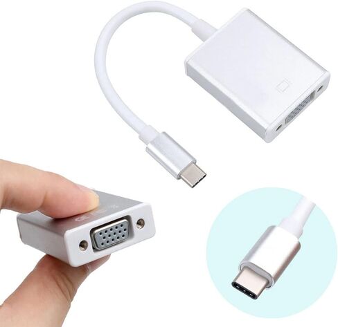 USB-C to VGA Adapter, USB 3.1 Type C (Thunderbolt 3) to VGA Converter Compatible with MacBook Pro, New MacBook, MacBook Air 2018, Dell XPS 13/15, Surface Book 2 and More (Gray) in Saudi Arabia
