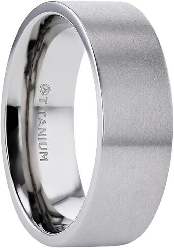Thorsten SOLAR Flat Profile Brushed Finish Men’s Titanium Wedding Band - 6mm & 8mm in Saudi Arabia