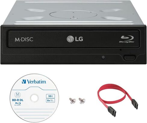 Produplicator LG 16x WH16NS40 Internal Blu-ray Burner Bundle with 100GB Verbatim M-Disc BDXL and Cable Accessories in Saudi Arabia