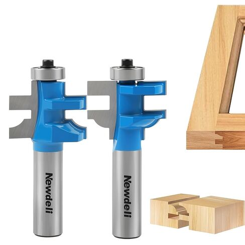 Newdeli 2Pcs Shaker Rail and Stile Router Bit Set 1/4 Inch Shank Tongue and Groove Router Bits Professional Carbide Milling Cutters for Woodworking for Cabinet Door in Saudi Arabia