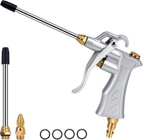Industrial Air Blow Gun with Brass Adjustable Air Nozzle, Pneumatic Air Blower Gun with 2 pcs Steel Air Flow Extensions and Universal Blow Hose, Air Compressor Accessory Tool Dedusting Air Gun in Saudi Arabia