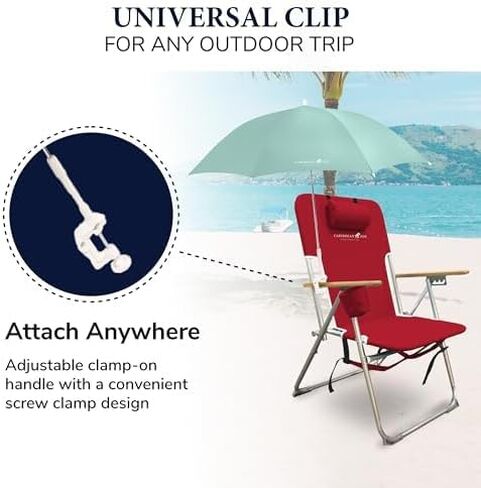 Caribbean Joe Beach Umbrella for Chair, Adjustable and Universal Clamp On Beach Umbrella with UV Protection, 48 Inch Arc in Saudi Arabia