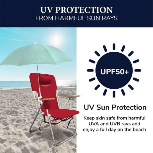 Caribbean Joe Beach Umbrella for Chair, Adjustable and Universal Clamp On Beach Umbrella with UV Protection, 48 Inch Arc in Saudi Arabia