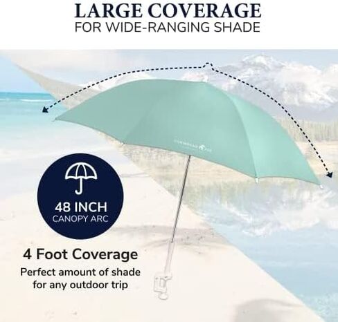 Caribbean Joe Beach Umbrella for Chair, Adjustable and Universal Clamp On Beach Umbrella with UV Protection, 48 Inch Arc in Saudi Arabia