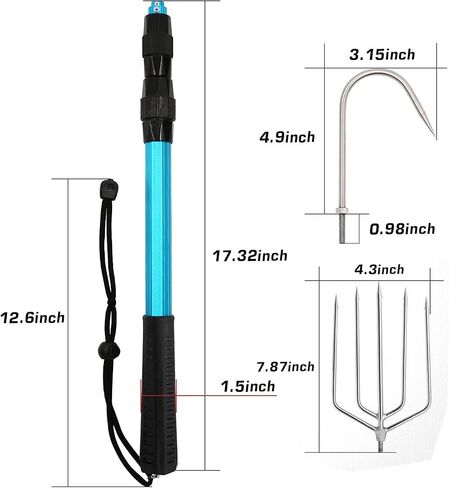 SANLIKE Telescopic Fish Gaff with Stainless Sea Fishing Spear Hook Tackle, Soft Handle Aluminium Alloy Pole for Saltwater Offshore Ice Tool in Saudi Arabia