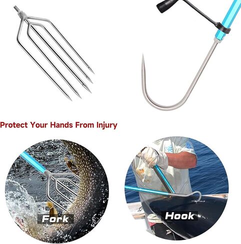 SANLIKE Telescopic Fish Gaff with Stainless Sea Fishing Spear Hook Tackle, Soft Handle Aluminium Alloy Pole for Saltwater Offshore Ice Tool in Saudi Arabia