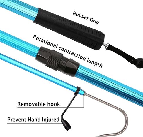 SANLIKE Telescopic Fish Gaff with Stainless Sea Fishing Spear Hook Tackle, Soft Handle Aluminium Alloy Pole for Saltwater Offshore Ice Tool in Saudi Arabia