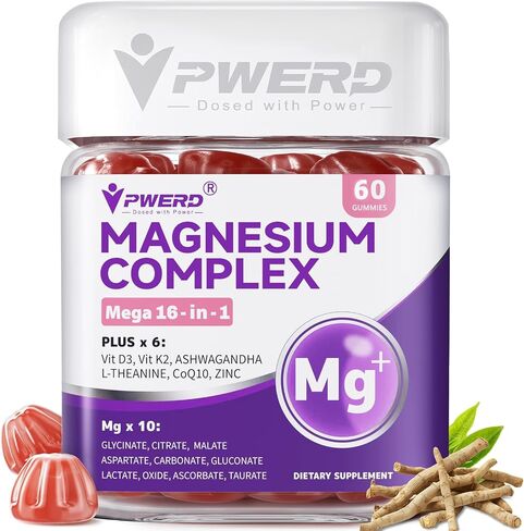 Mega16-in-1 Magnesium Citrate Glycinate Sleep Supplement Complex Gummies for Women Adults, High Absorption Magnesium Malate Carbonate Gummies in Saudi Arabia