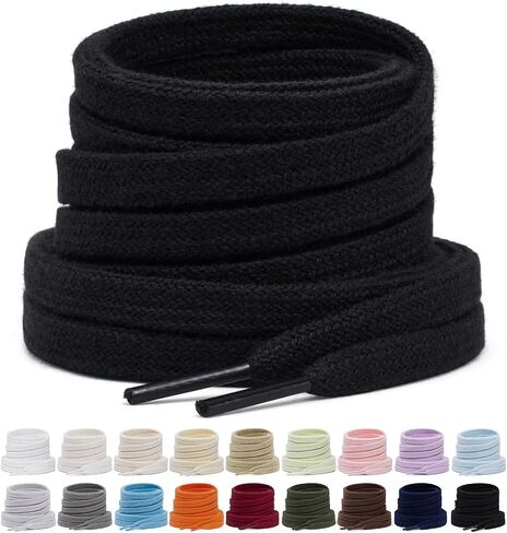 2 Pairs Flat Cotton Shoe Laces, 5/16" Double Layer Shoelaces for Sneakers, Athletic Shoes in Saudi Arabia