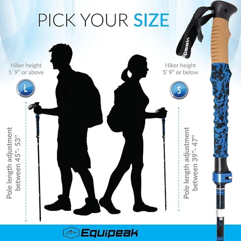 أقطاب الرحلات القابلة للطي من Equipeak، 2 من عصي المشي لمسافات طويلة من الألومنيوم المتين وخفيفة الوزن، مدمجة للسفر وكبار السن والرجال والنساء مع قبضة من الفلين الحقيقي وEVA، وقفل معدني قوي، ونصائح وحقيبة in Saudi Arabia