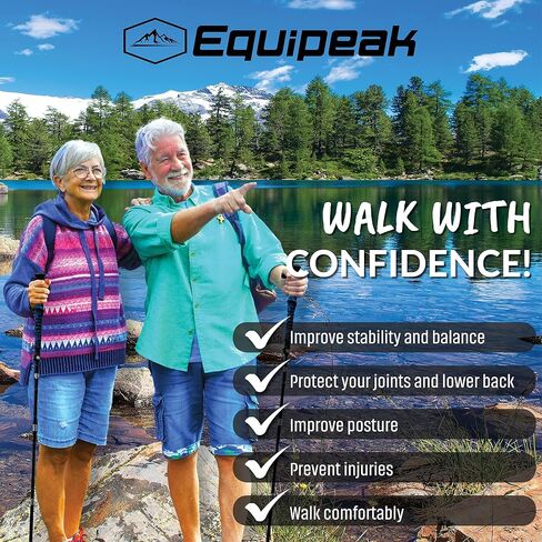 أقطاب الرحلات القابلة للطي من Equipeak، 2 من عصي المشي لمسافات طويلة من الألومنيوم المتين وخفيفة الوزن، مدمجة للسفر وكبار السن والرجال والنساء مع قبضة من الفلين الحقيقي وEVA، وقفل معدني قوي، ونصائح وحقيبة in Saudi Arabia