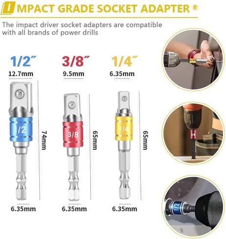 Flexible Drill Bit Extension Set 19pcs, Hex Shank 105°Right Angle Drill Attachment, 3pcs Drill Bit Holder Extension, 1/4 3/8 1/2" Universal Socket Adapter, Screwdriver Bit Kit in Saudi Arabia
