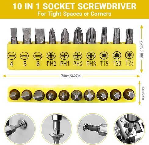 Flexible Drill Bit Extension Set 19pcs, Hex Shank 105°Right Angle Drill Attachment, 3pcs Drill Bit Holder Extension, 1/4 3/8 1/2" Universal Socket Adapter, Screwdriver Bit Kit in Saudi Arabia