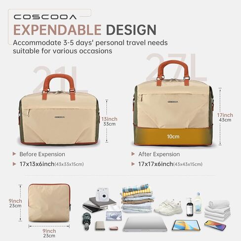 Travel Duffel Bag for Spirit Frontier Airlines Personal Item Bag 18x14x8 with Shoe Compartment Tote Carry on Luggage Expandable 20-35L Weekender Overnight for Women (Grey) in Saudi Arabia