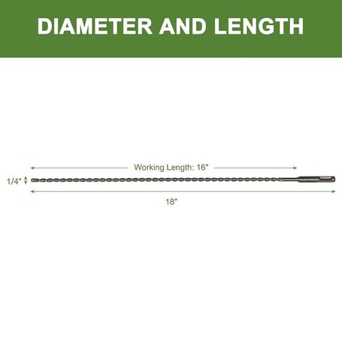 HLOFIZI 1-1/8" لقمة ثقب البناء 18" SDS Plus لقمة مثقاب مطرقة، 1-1/8 بوصة لقمة مثقاب خرسانية للكتل والطوب والحجر in Saudi Arabia