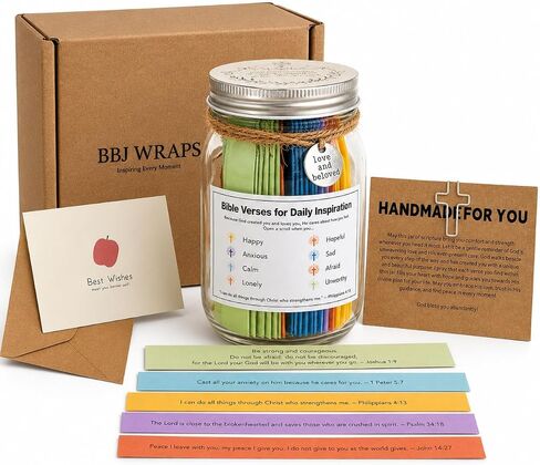 BBJ WRAPS Bible Verse Jar, Read Me When Bible Verses Jar For Daily Encouragement, Inspirational Prayer & Reflection, Christian Gifts For Women and Men, Religious Birthday Gifts For Her, Gift For Mom in Saudi Arabia