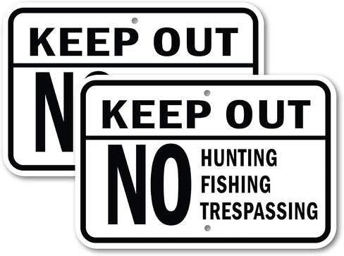 (2 Pack) No Trespassing Hunting Fishing & Trapping Prohibited 1 | 12" X 18" Heavy-Gauge Aluminum Sign | Rust Free Aluminum, Weather Resistant, Waterproof, Fade Resistant, 2 Pre-drilled Holes in Saudi Arabia
