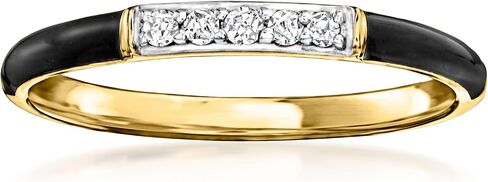Ross-Simons Black Enamel and Diamond Ring in 18kt Gold Over Sterling in Saudi Arabia