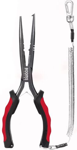 Booms Fishing F03 Needle Nose Fishing Pliers, 9" Fisherman's Pliers, Long Nose Hook Remover, Saltwater Resistant Fishing Gear, Red in Saudi Arabia