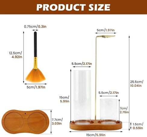 2 in 1 Glass Incense Holder for Sticks, Anti-Ash Flying Incense Burne with Glass Ash Catcher, Brush Wooden Incens-e Holder for Meditation Yoga Spa Home Decor Accessories(Color:1) in Saudi Arabia
