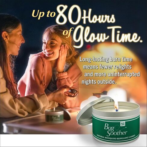 Bug Soother Candle - Natural Insect, Gnat and Mosquito Repellent 2 Candles, 1oz Bottle of Bug Spray Deterrent - Safe for Adults, Kids, Pets, Environment - Made in USA in Saudi Arabia