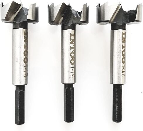 INTOO Forstner Bit Set 3Pcs Hex Shank,1-1/2",1-5/8",1-3/4" Multi Sided Shank Wood Drill Bits Se in Saudi Arabia