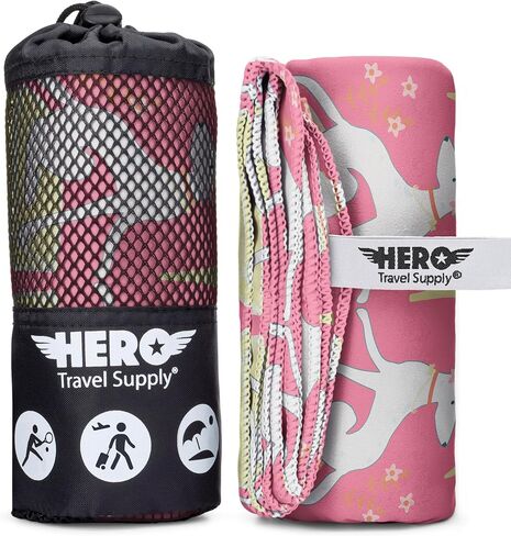 Hero Microfiber Travel Towel (24x48") Quick Dry, Lightweight, & Compact for Beach, Camping, Gym & Hiking. Fast Drying Microfiber Beach Towel with Bonus Washcloth + Carry Pouch in Saudi Arabia