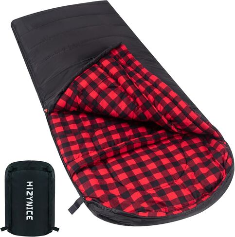 HiZYNICE Cold Weather Sleeping Bag 100% Cotton Flannel XXL for Adults Big and Tall,Free Compression Sack in Saudi Arabia